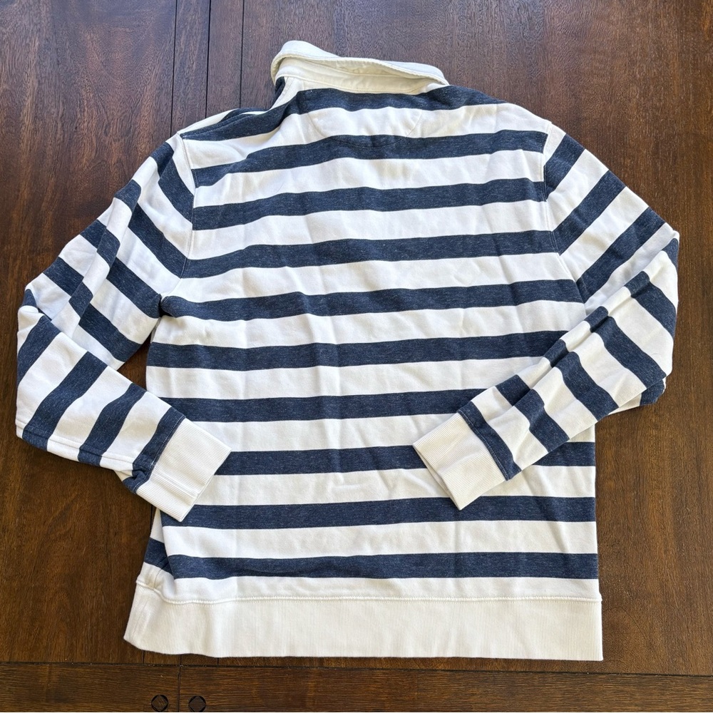 Vineyard Vines Rugby  LS Polo Shirt Mens Large Blue White Striped Collared Rib - Picture 2 of 10